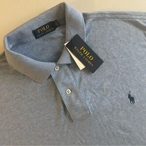 Polo Ralph Lauren Cotton Polo Mens L Heather Blue Preppy Church Golf Shirt